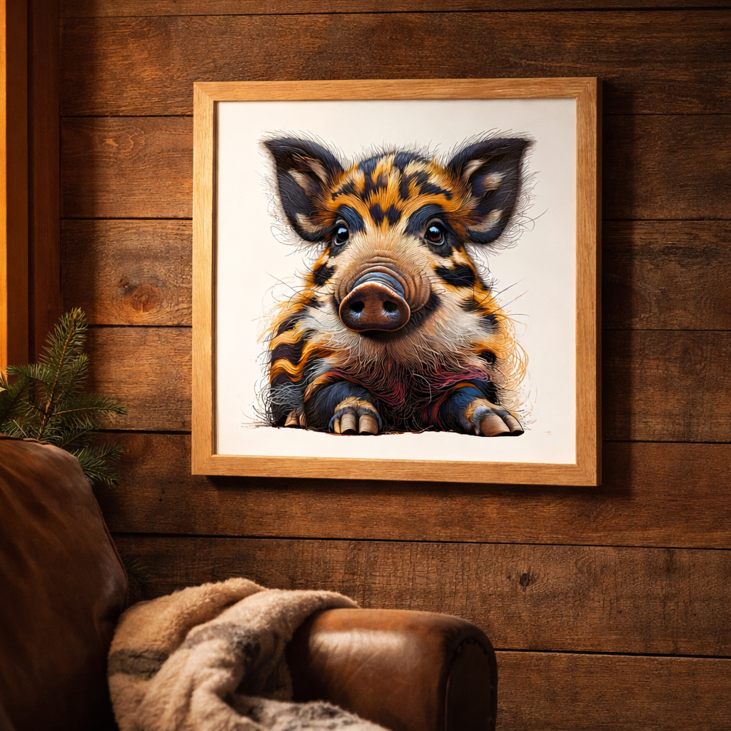 Woodland Little Boar Art Print