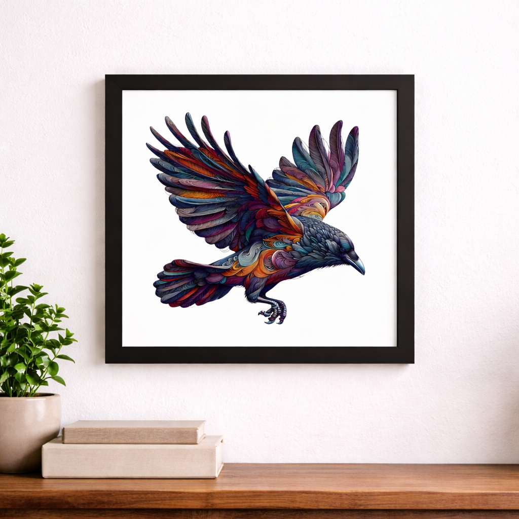 Woodland Crow Art Print