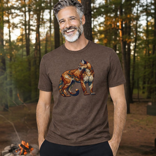 Timberline Cougar T-Shirt – Nature Inspired Mountain Lion Graphic Tee | Soft Unisex Outdoor Shirt | Rivynn Wilderness Apparel