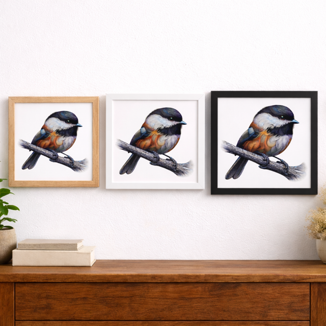 Woodland Chickadee Art Print