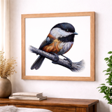 Woodland Chickadee Art Print