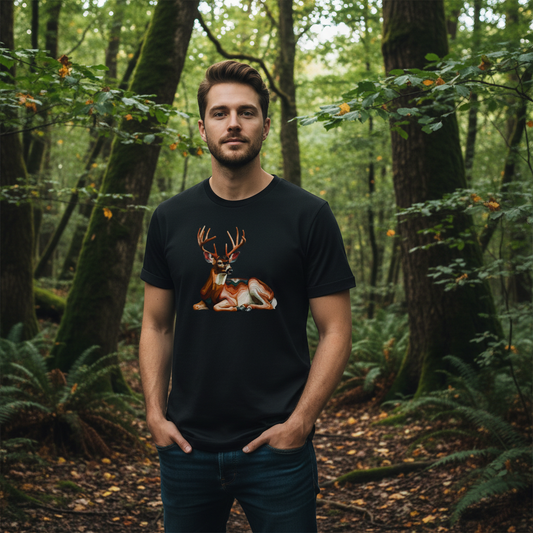 Timberline Buck T-Shirt – Nature Inspired Deer Graphic Tee | Soft Unisex Outdoor Shirt | Rivynn Wilderness Apparel