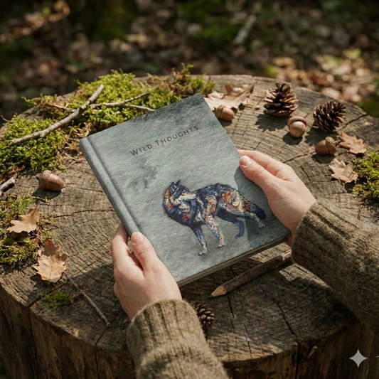 Timberline Wolf Journal – Matte Hardcover Writing Journal, Nature Inspired Keepsake, Minimalist Luxury Journal, Thoughtful Gift